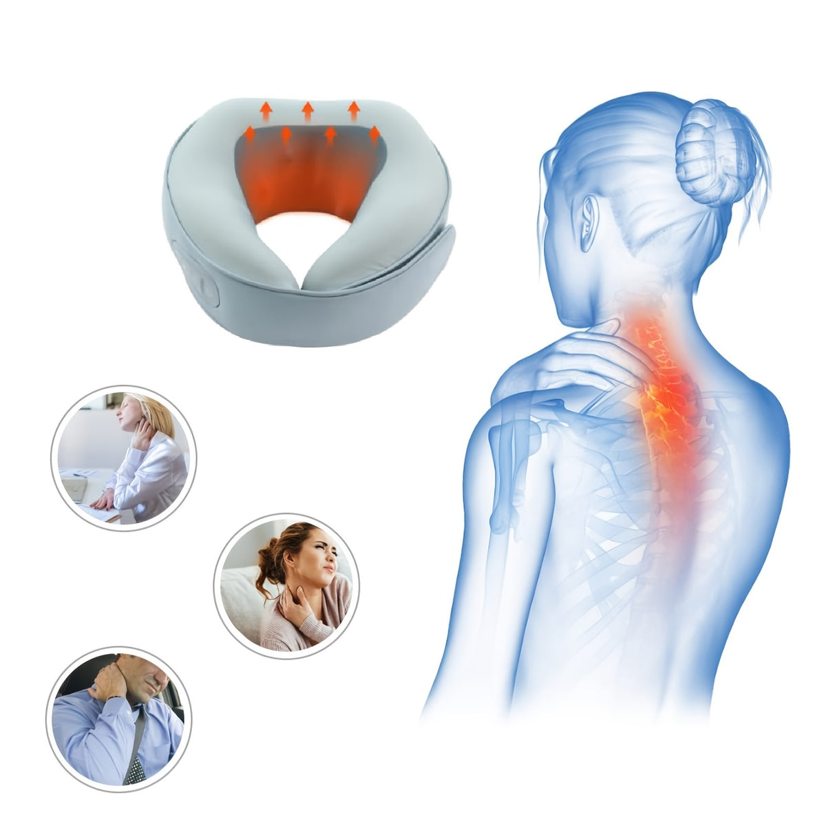Heated Neck Massager with 3D Kneading Cushion