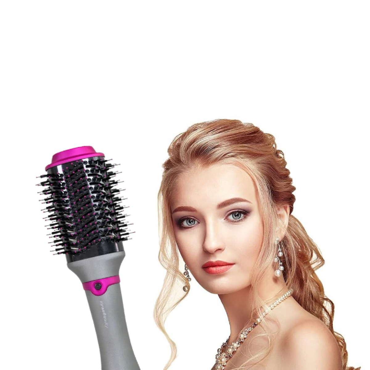 Hair Dryer Hot Air Brush Replaceable Head Straightener Curler Comb