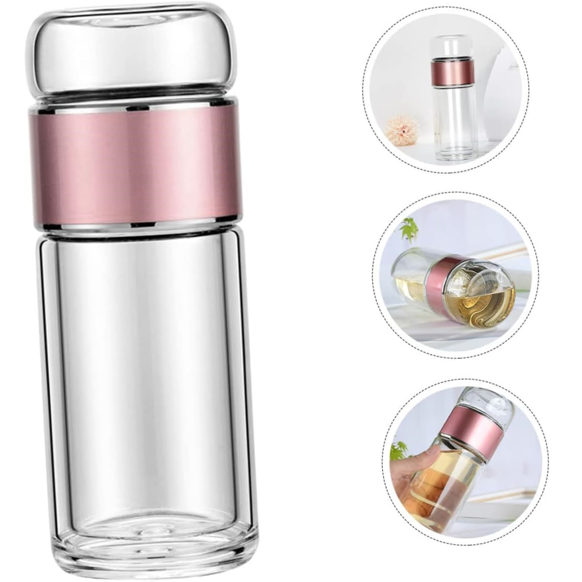 Double-Walled Glass Tea Bottle with Stainless Steel Infuser