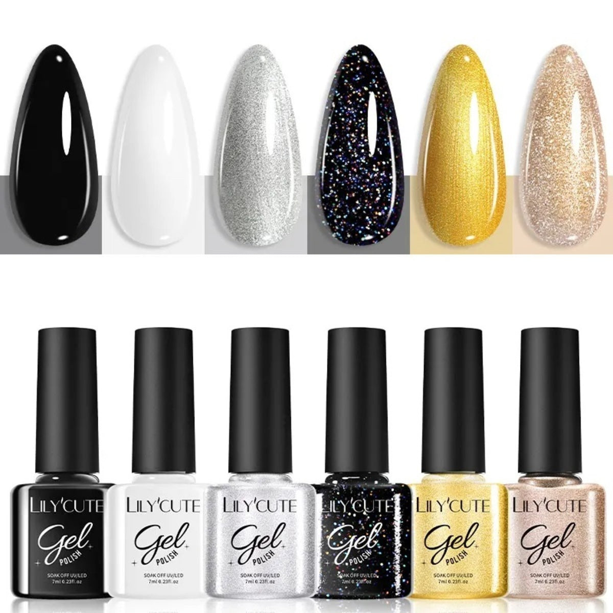 6-Piece Soak-Off Gel Nail Polish Set for UV and LED