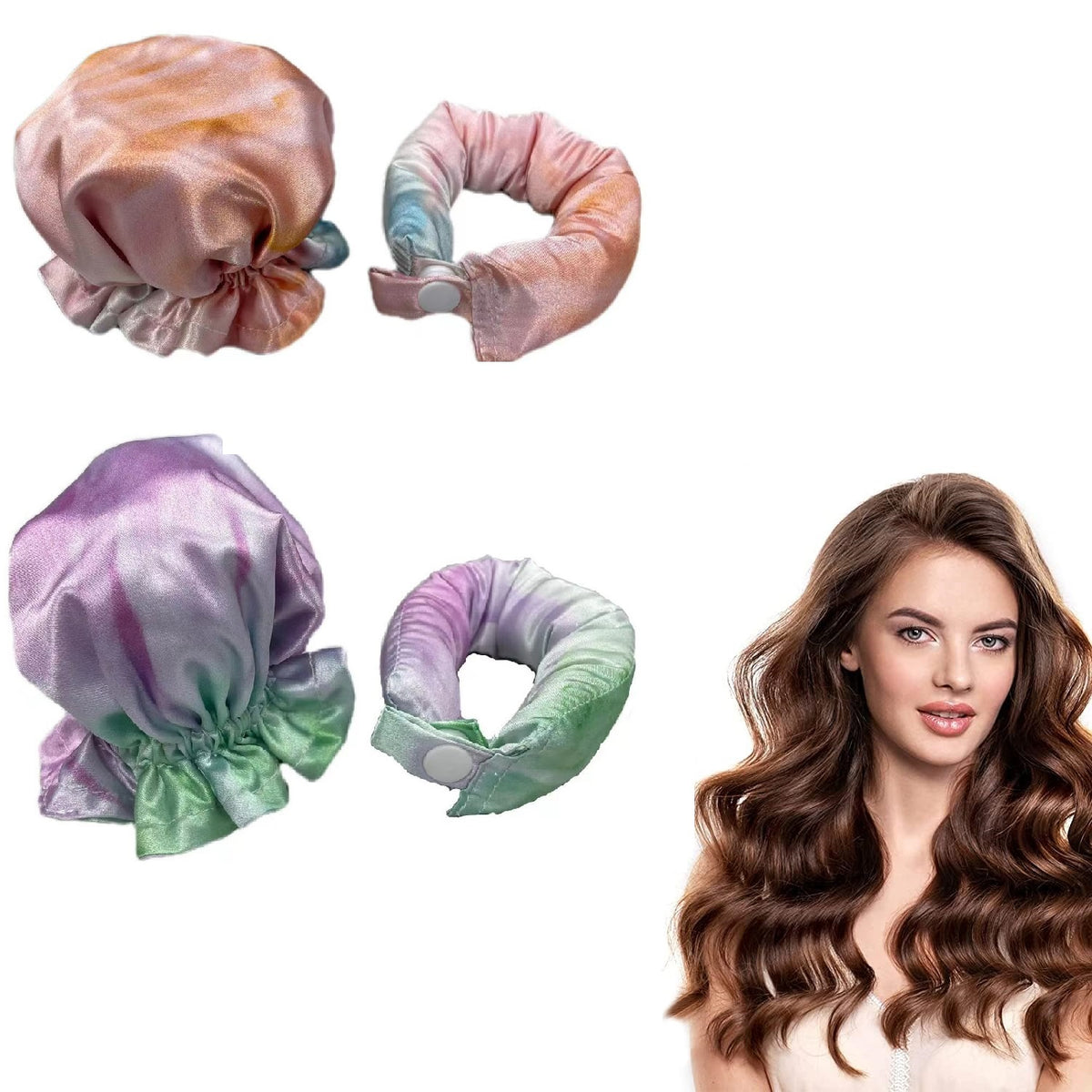 Satin Heatless Hair Curling Rod Set for Soft Curls