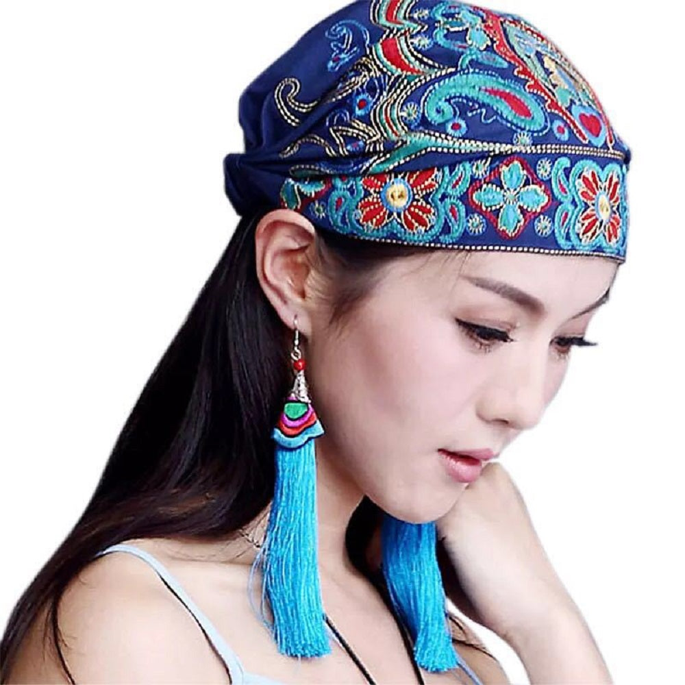 Floral Embroidered Slouchy Beanie Hat and Scarf