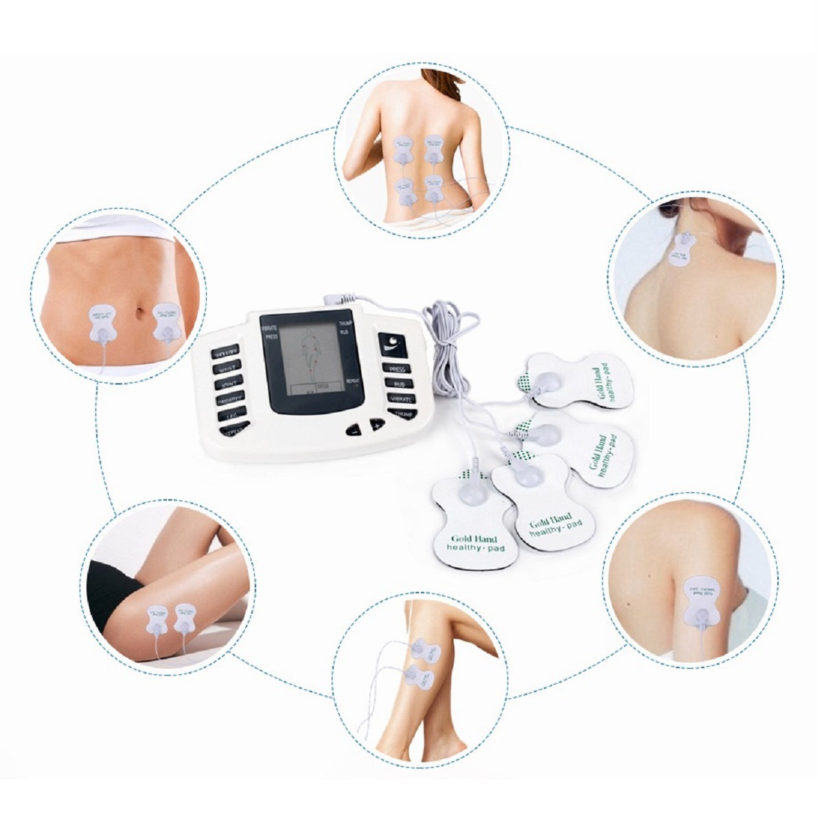 Body Massage Device Set with Reusable Pads
