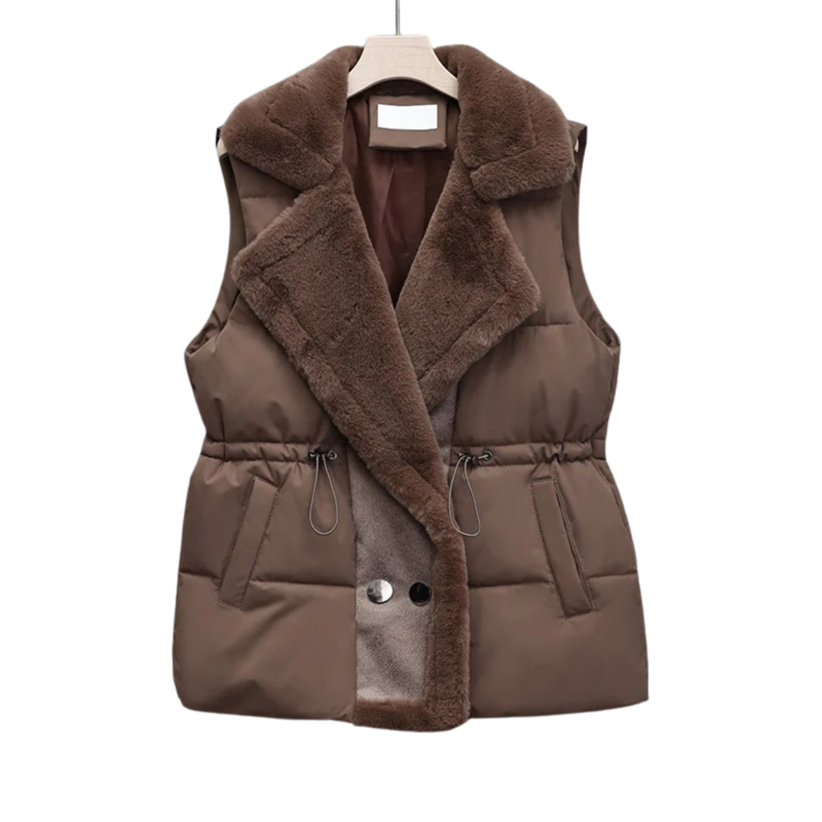 Women's Winter Outerwear Puffer Vest Fur Integrated Lapel Waistcoat