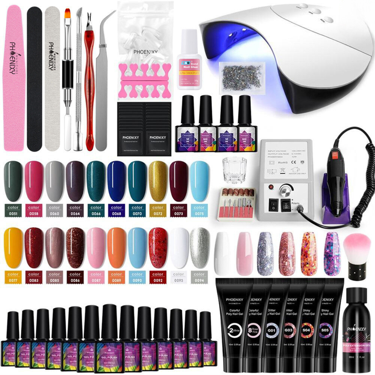 Gel Nail Extension Kit With UV Lamp and Nail Drill