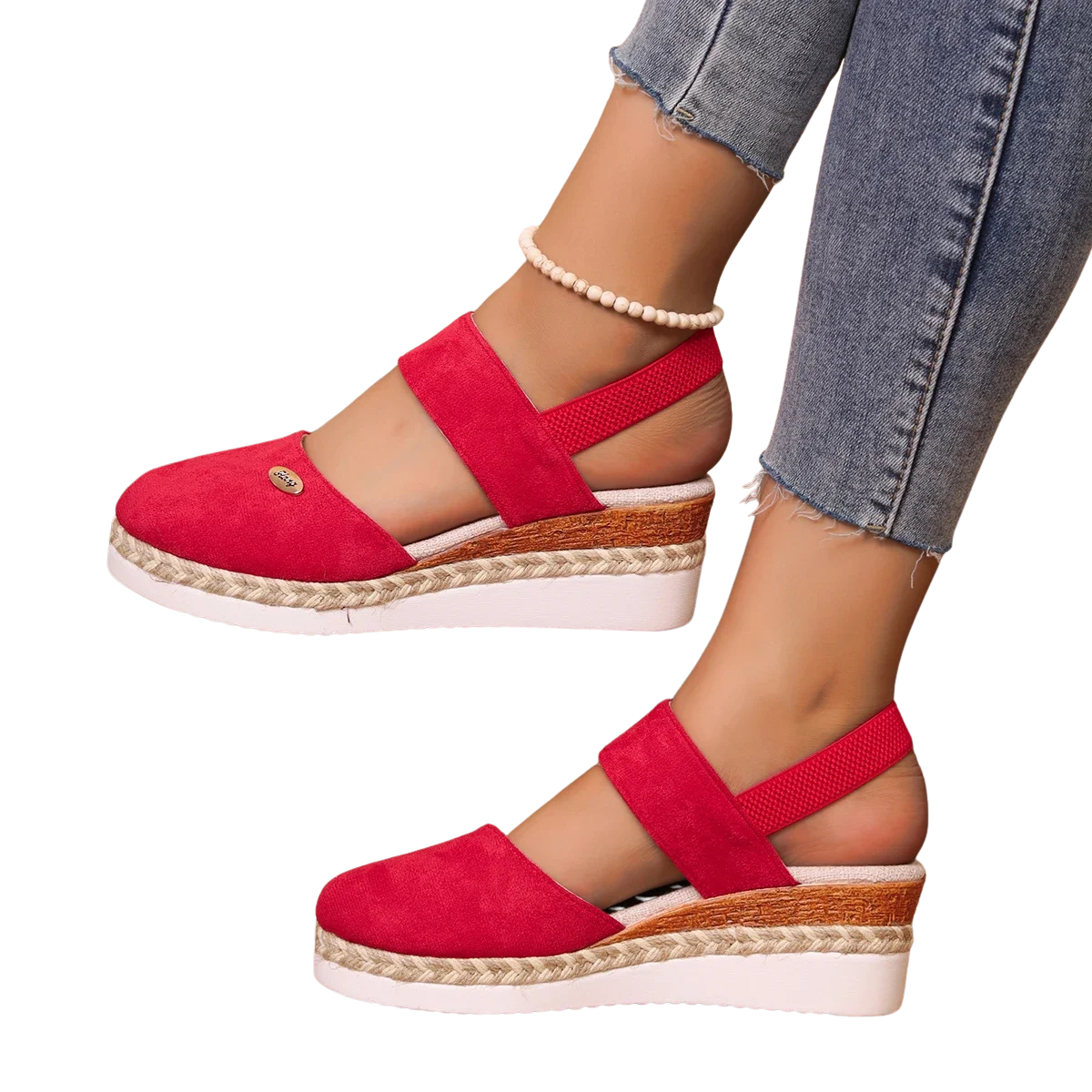 Women's Closed-Toe Buckle Wedge Sandals for Summer