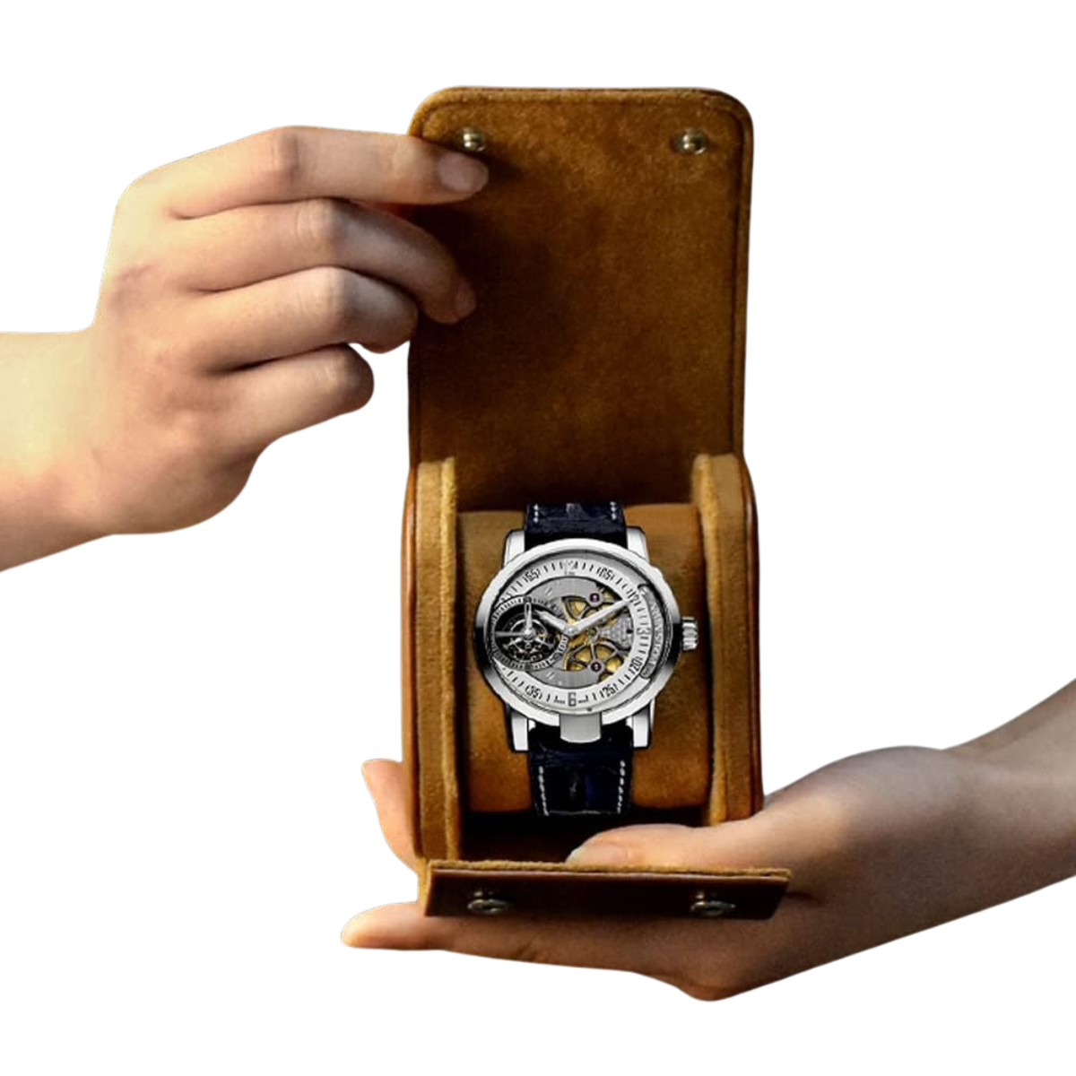 Faux Leather Watch Travel Case for Storage and Travel