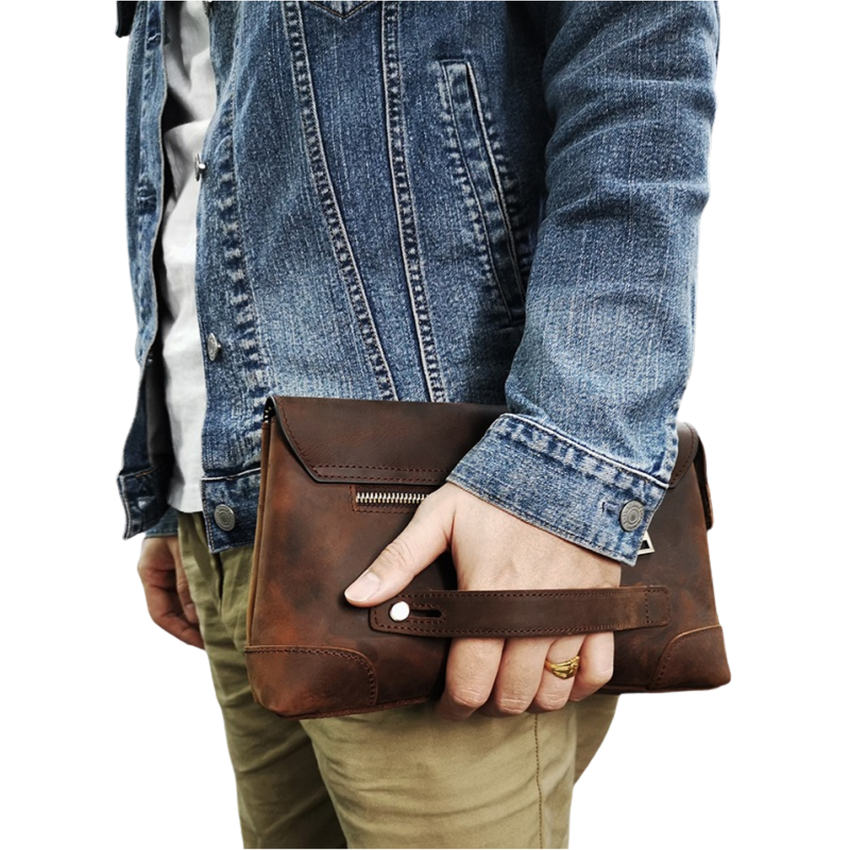 Leather Men Clutch Purse Bag