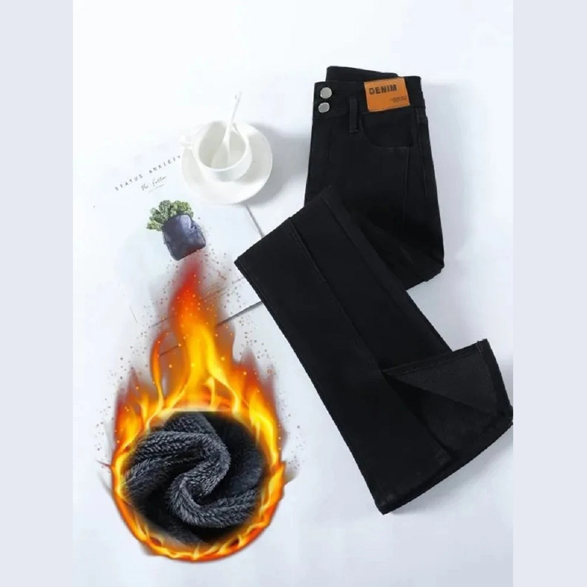 Velvet-Lined Thickened Skinny Winter Warm Jeans for Women
