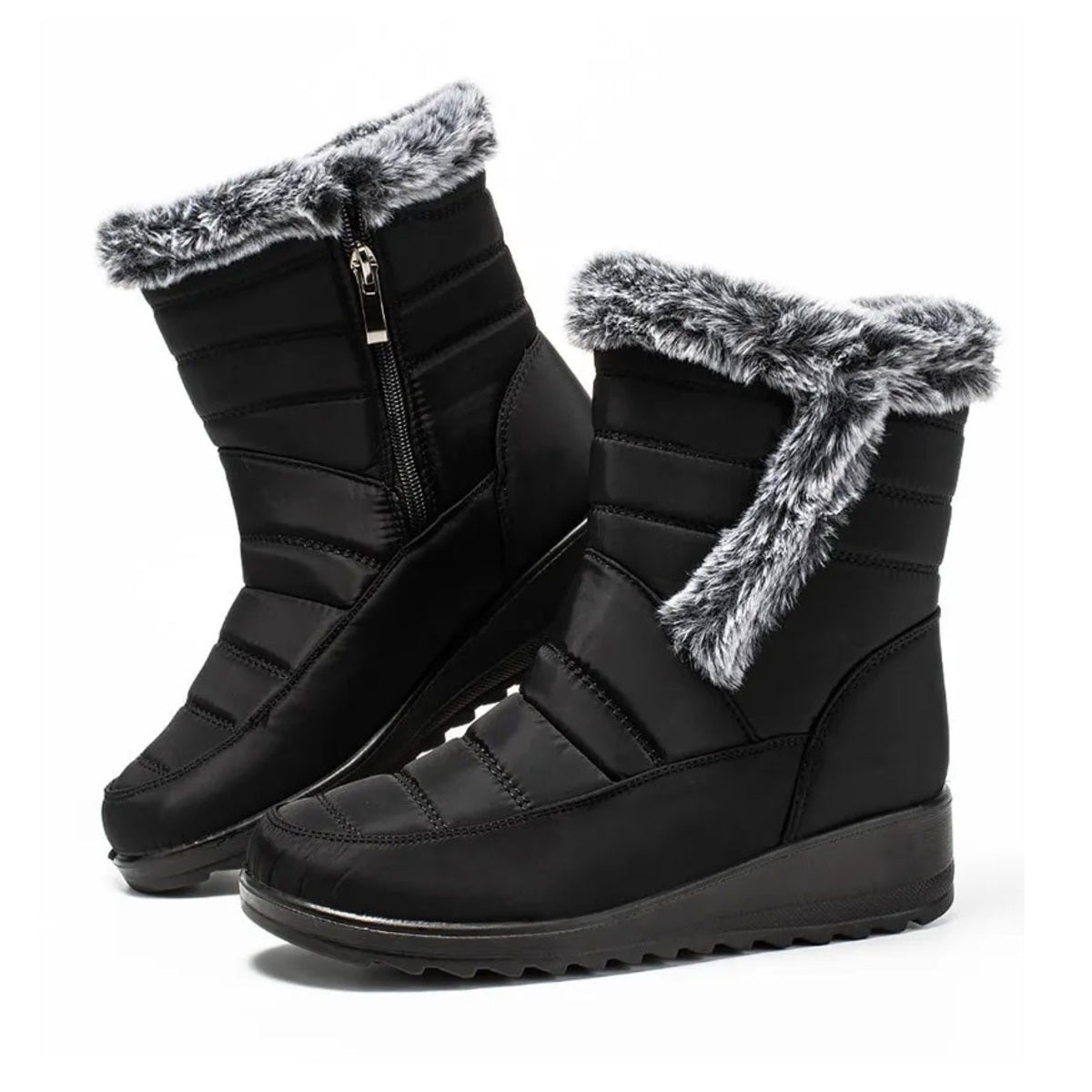 Women's Fur-Lined Low Heel Winter Snow Boots