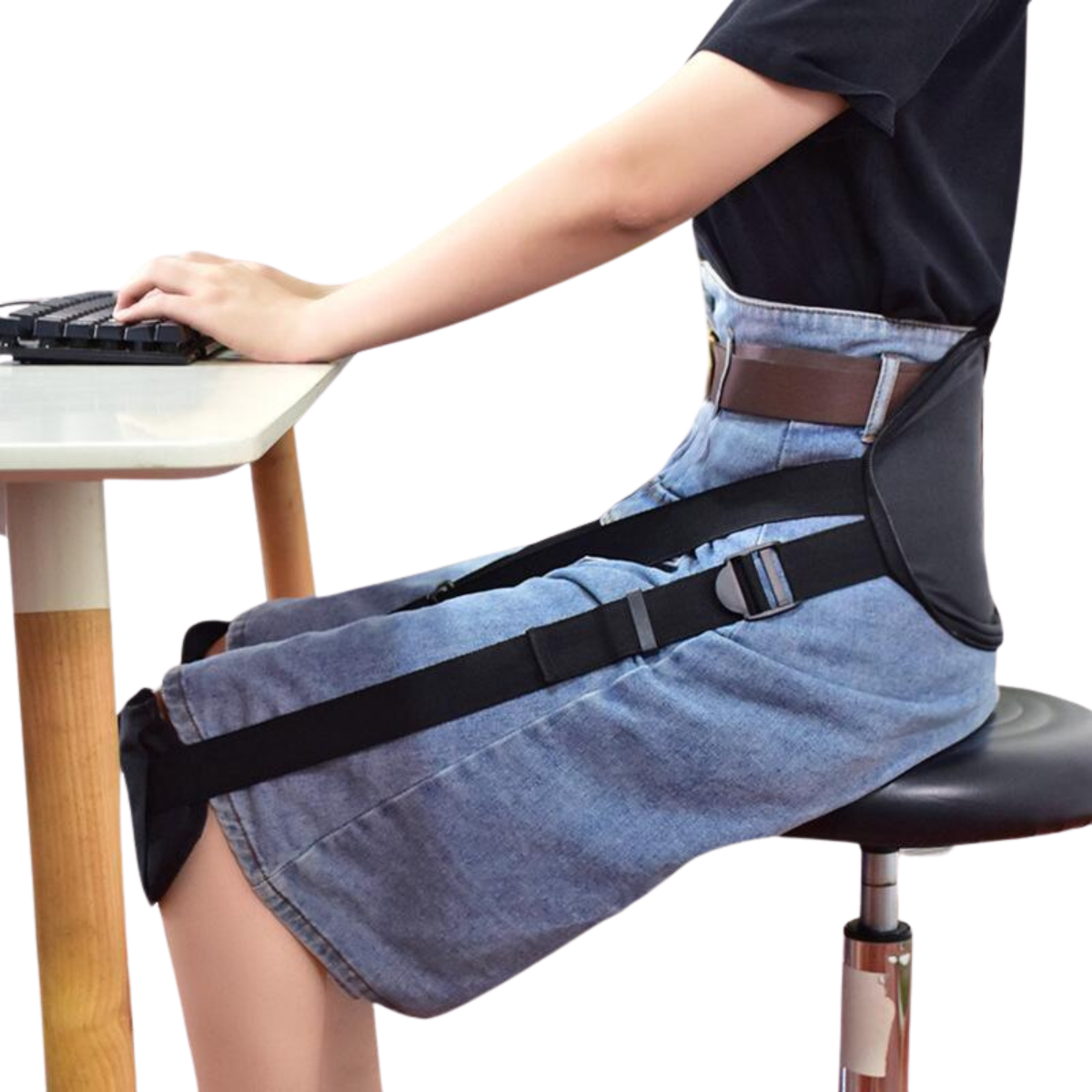 Adjustable Padded Back Support Belt for Sitting Comfort