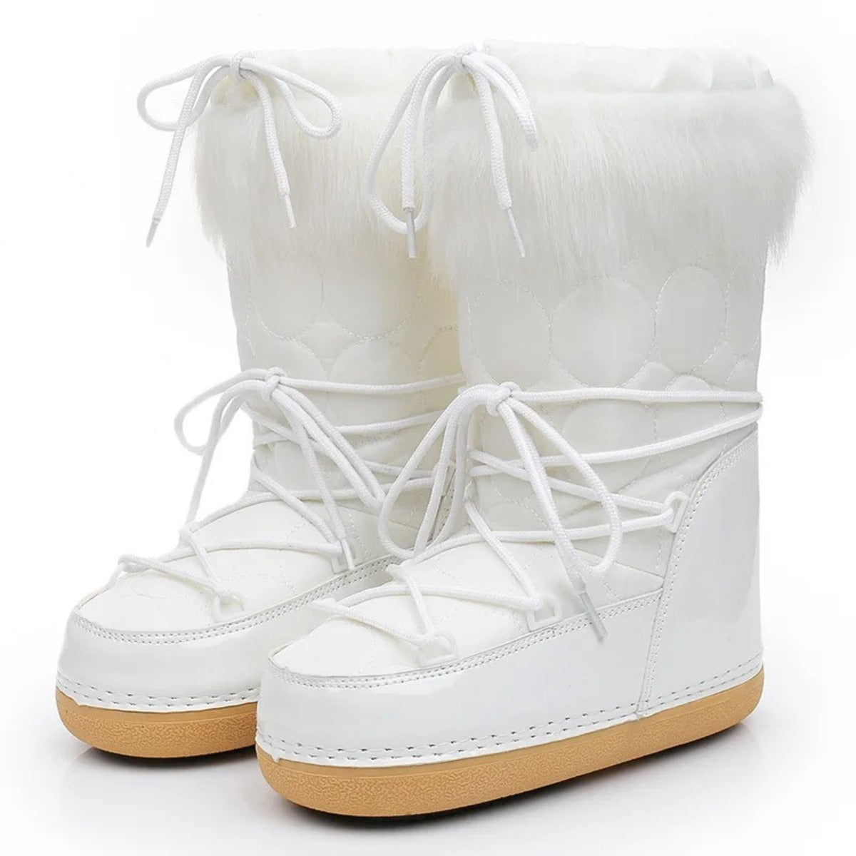 Fluffy Lace-Up Mid-Calf Winter Snow Boots