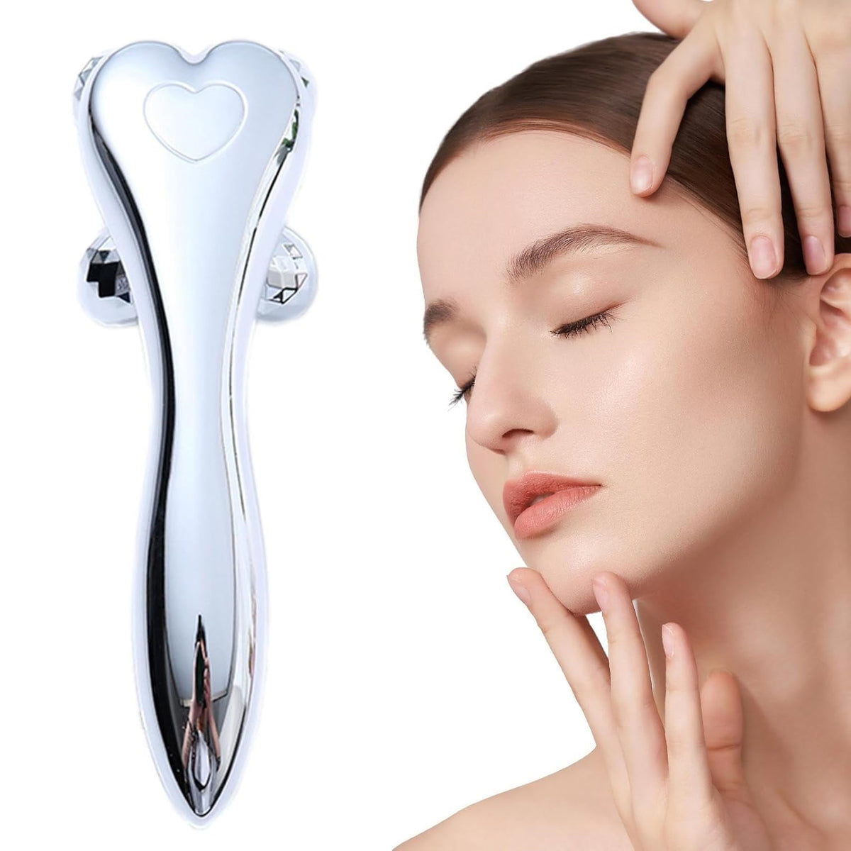 4D Facial Roller Massager with Rotating Heads for Contouring