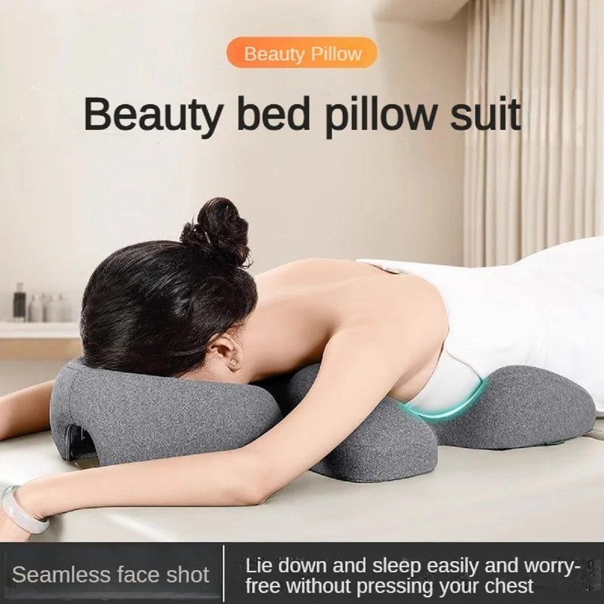Memory Foam Massage Pillow Set with U-Shaped Face Cradle