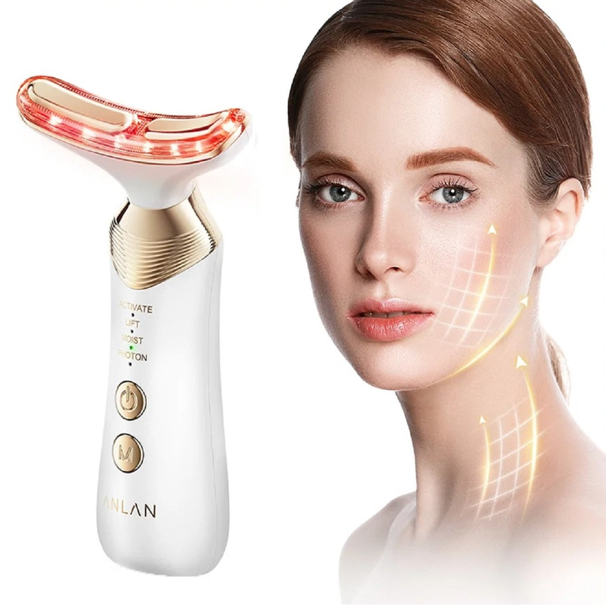 Warm Facial Lifting Massage Device, Gold-Plated