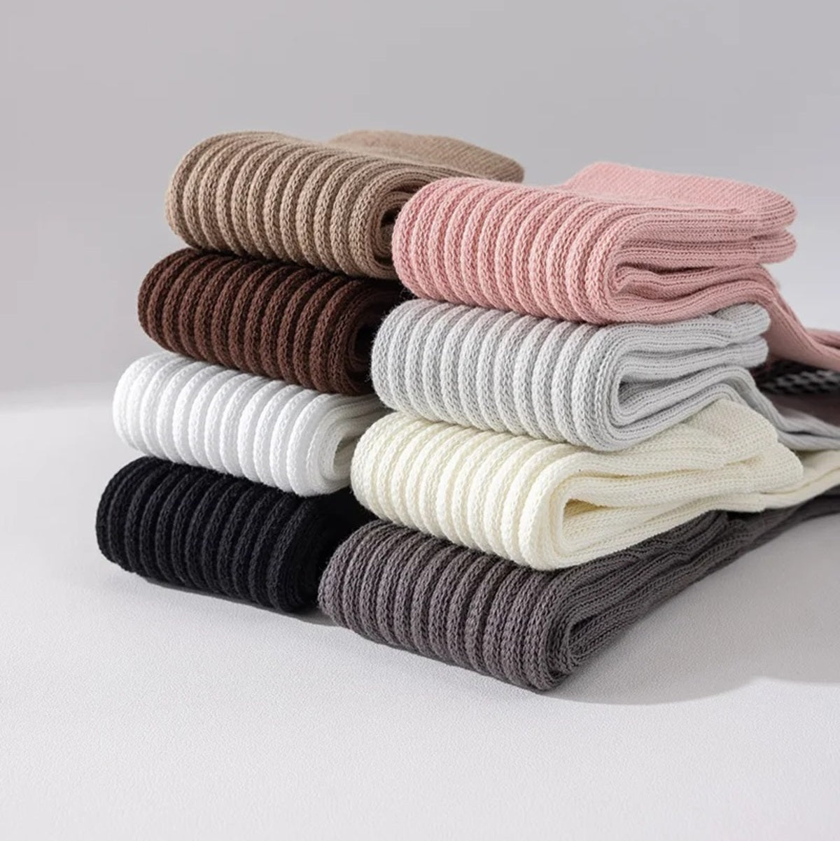 Women's Warm Knee-High Cotton Socks with Non-Slip Grip