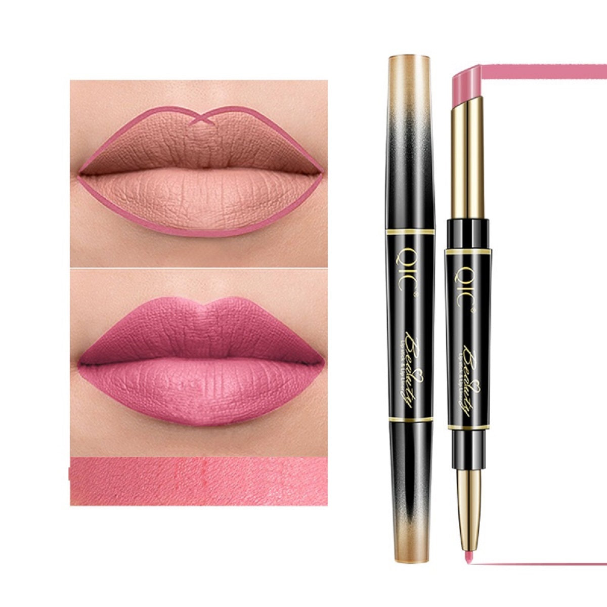 2-in-1 Matte Lipstick and Lip Liner Pencil Long-Wearing