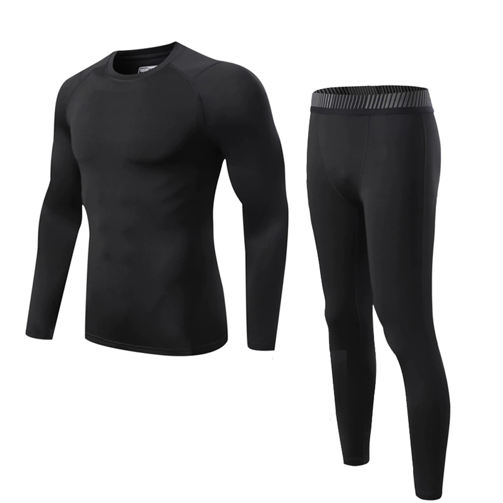 Men's Fleece-Lined Thermal Base Layer Set for Winter