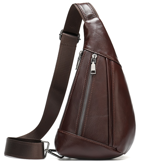 Men's Genuine Leather Crossbody Shoulder Bag