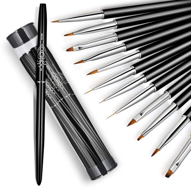 12-Piece Nail Art Brush Set with Storage Case