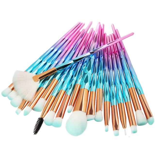 20-Piece Diamond Handle Makeup Brush Set with Soft Bristles
