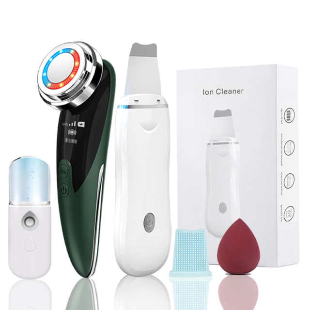 Ultrasonic Facial Skin Scrubber and Spatula Cleansing Tool