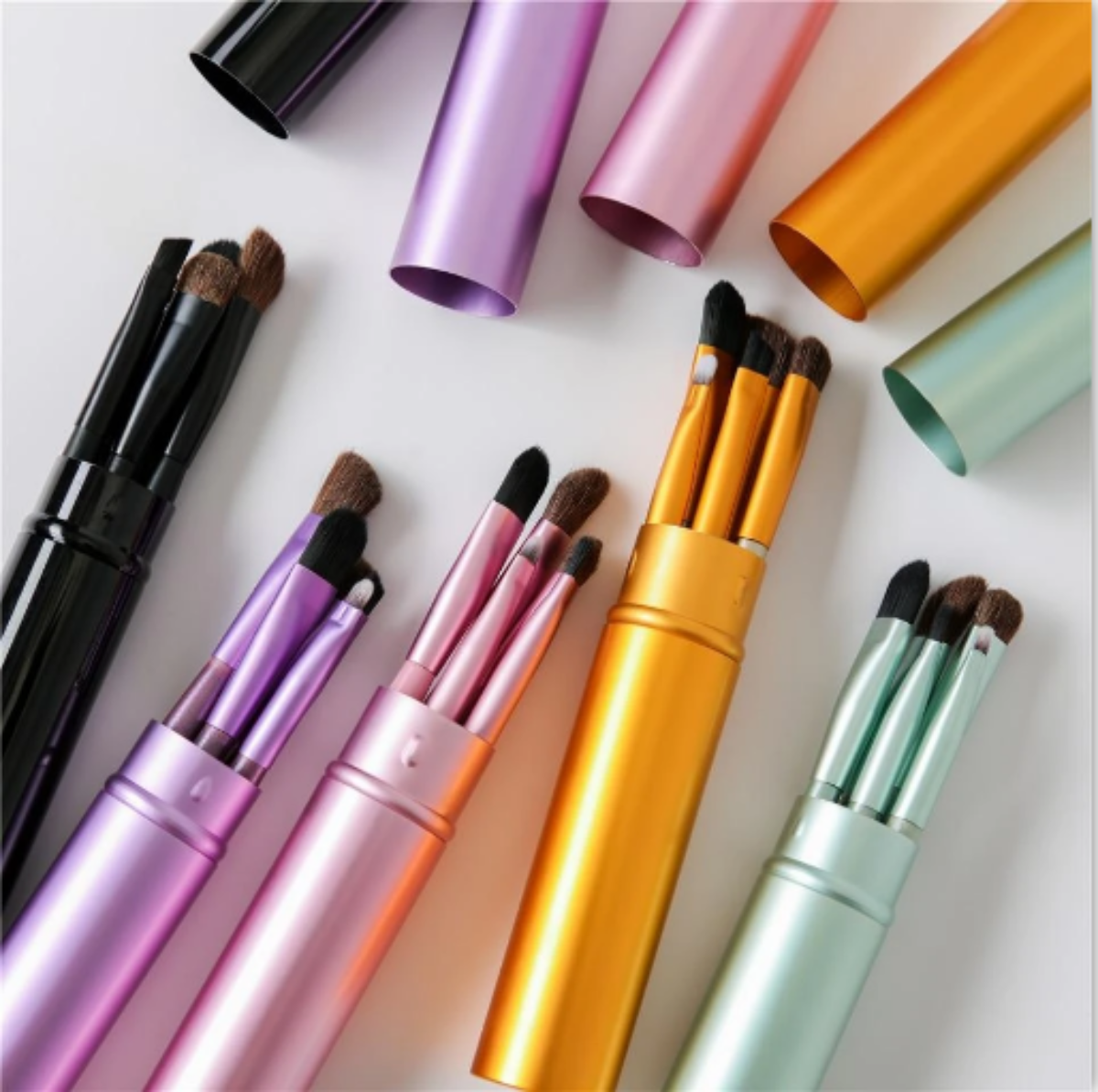 Travel portable makeup brush set