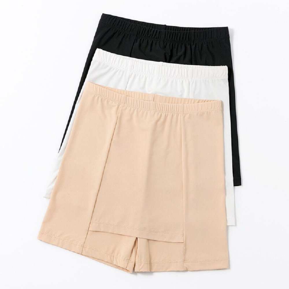 Double-layer front crotch ice silk safety shorts