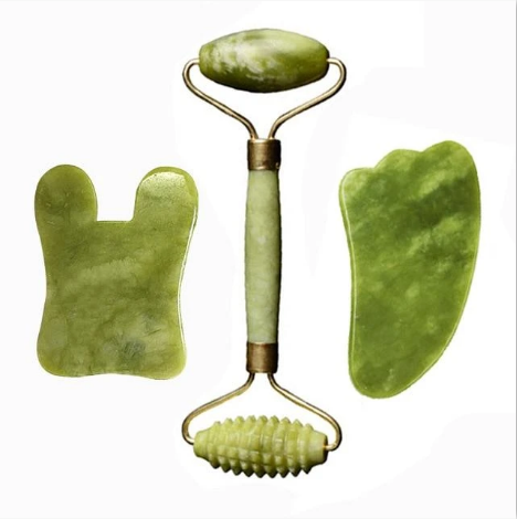 Dual-Ended Jade Facial Roller for Face, Neck and Eyes
