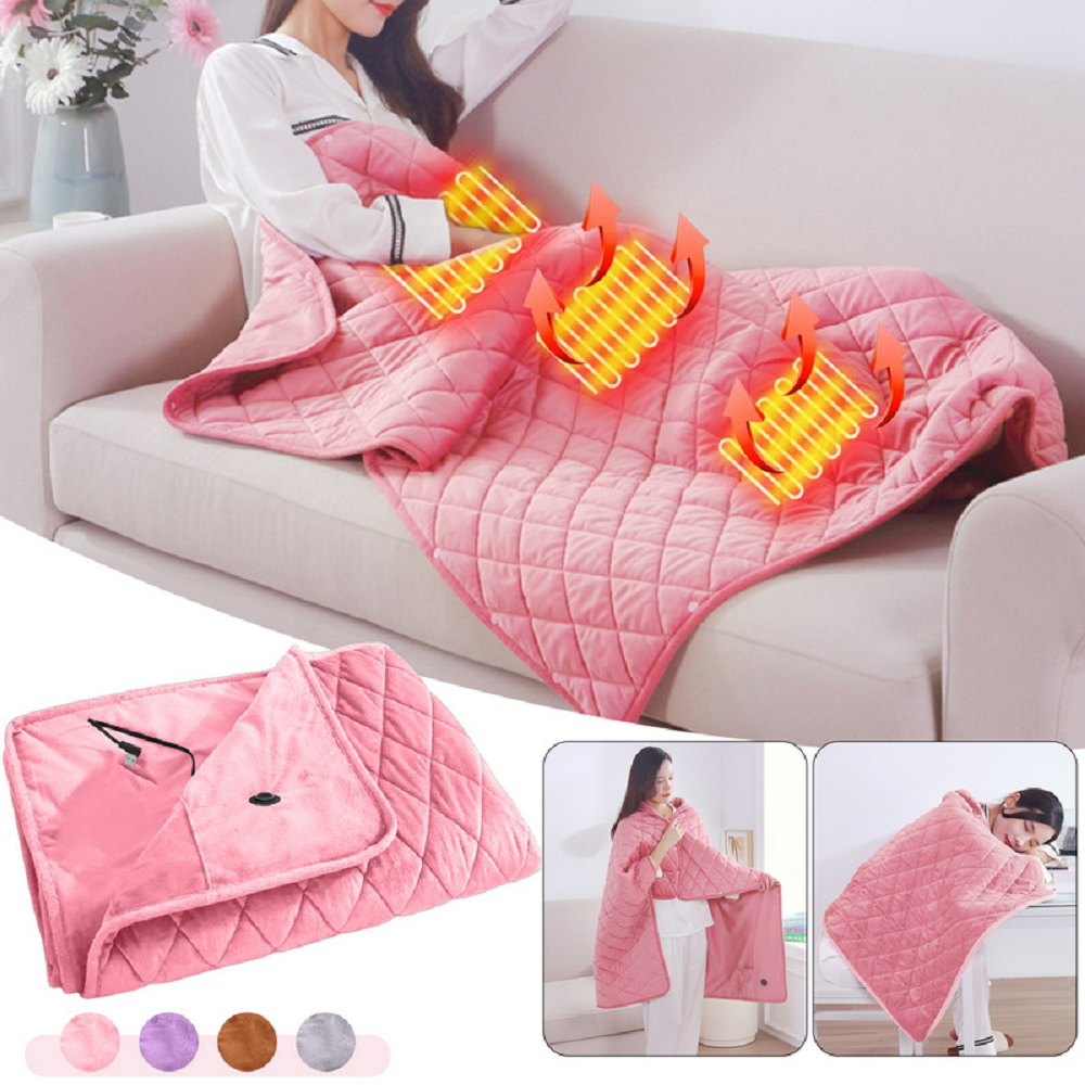 Wearable Heated Blanket Shawl with Soft Velvet Fabric