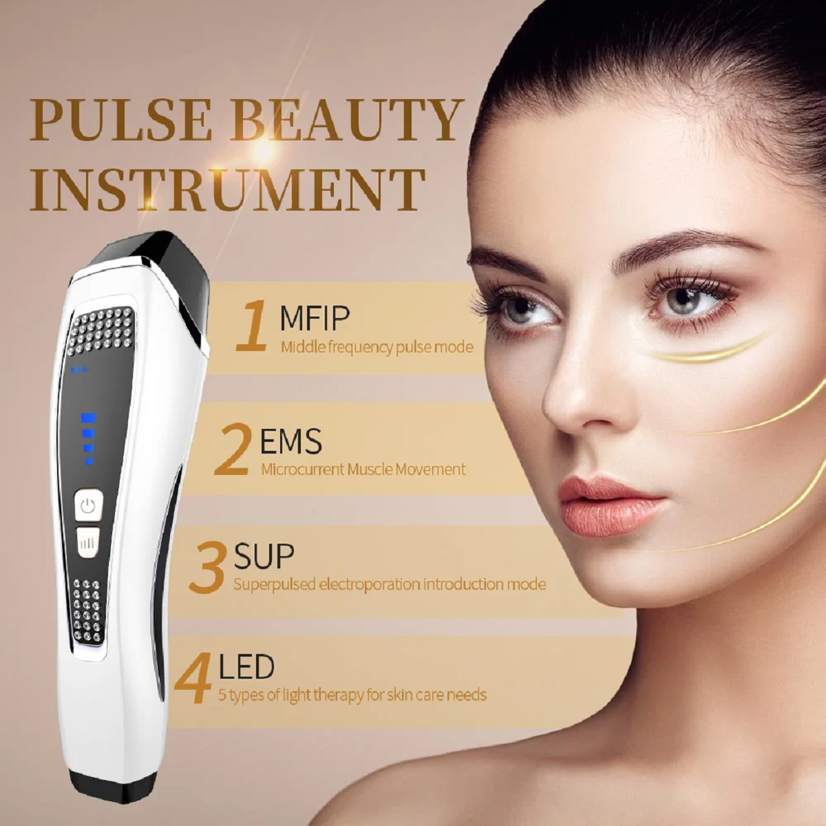 Multi-Mode Facial Massage Device with LED Light and Warmth