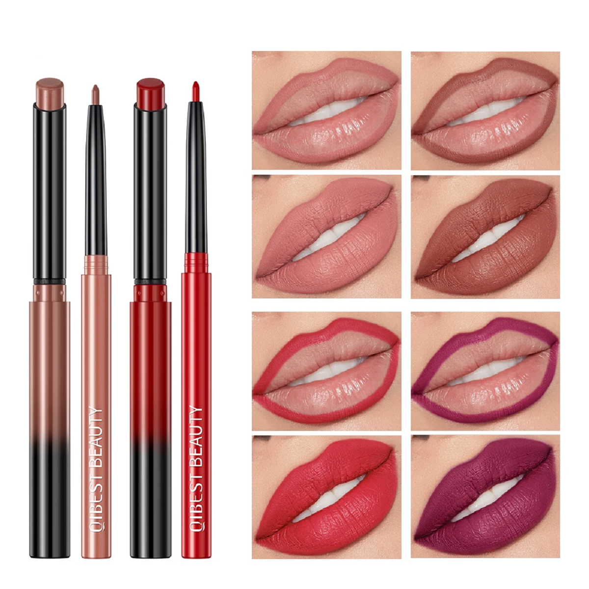 Matte Nude Lipstick Pen Waterproof Lip Liner Set
