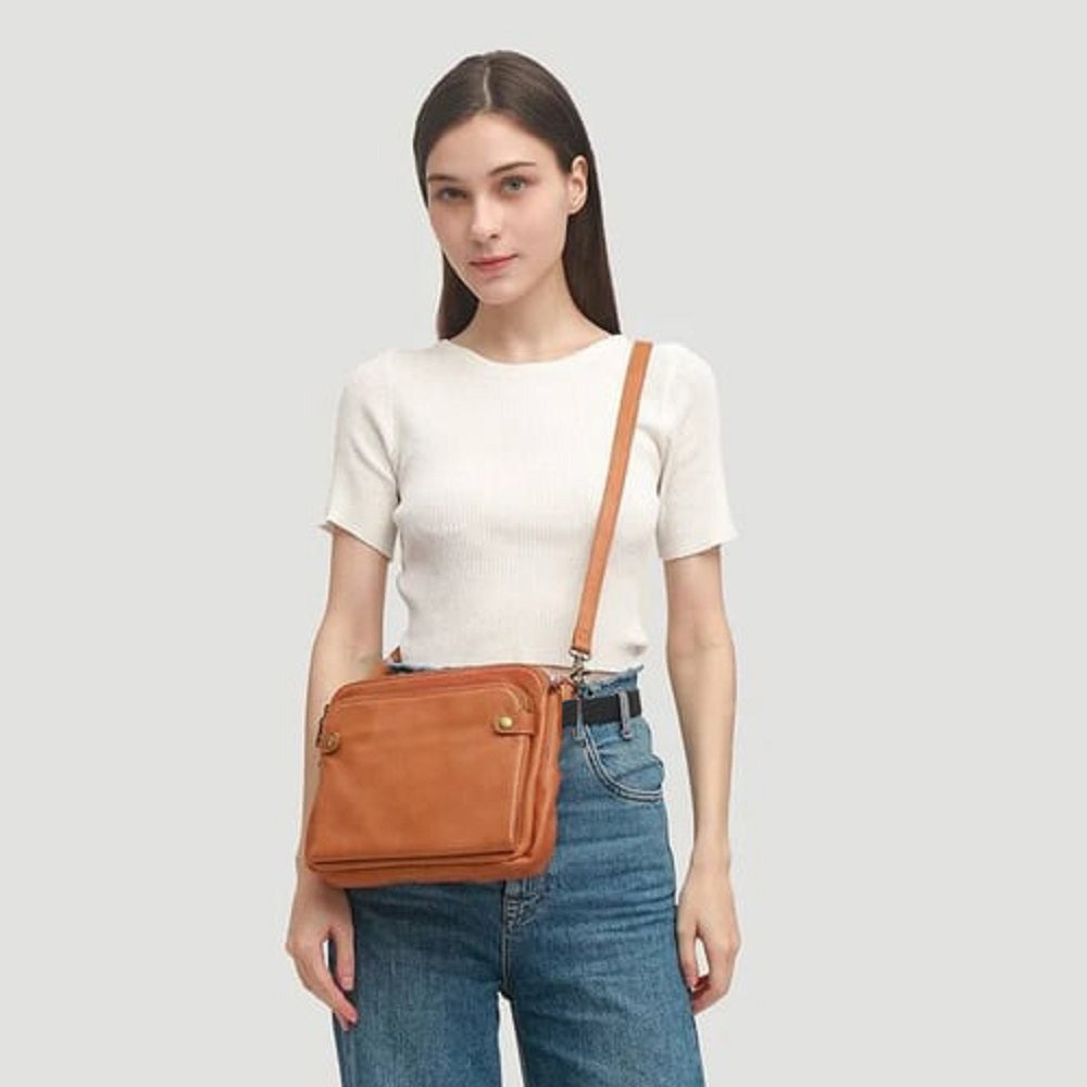 Three-Layer Leather Crossbody and Clutch Bag for Women