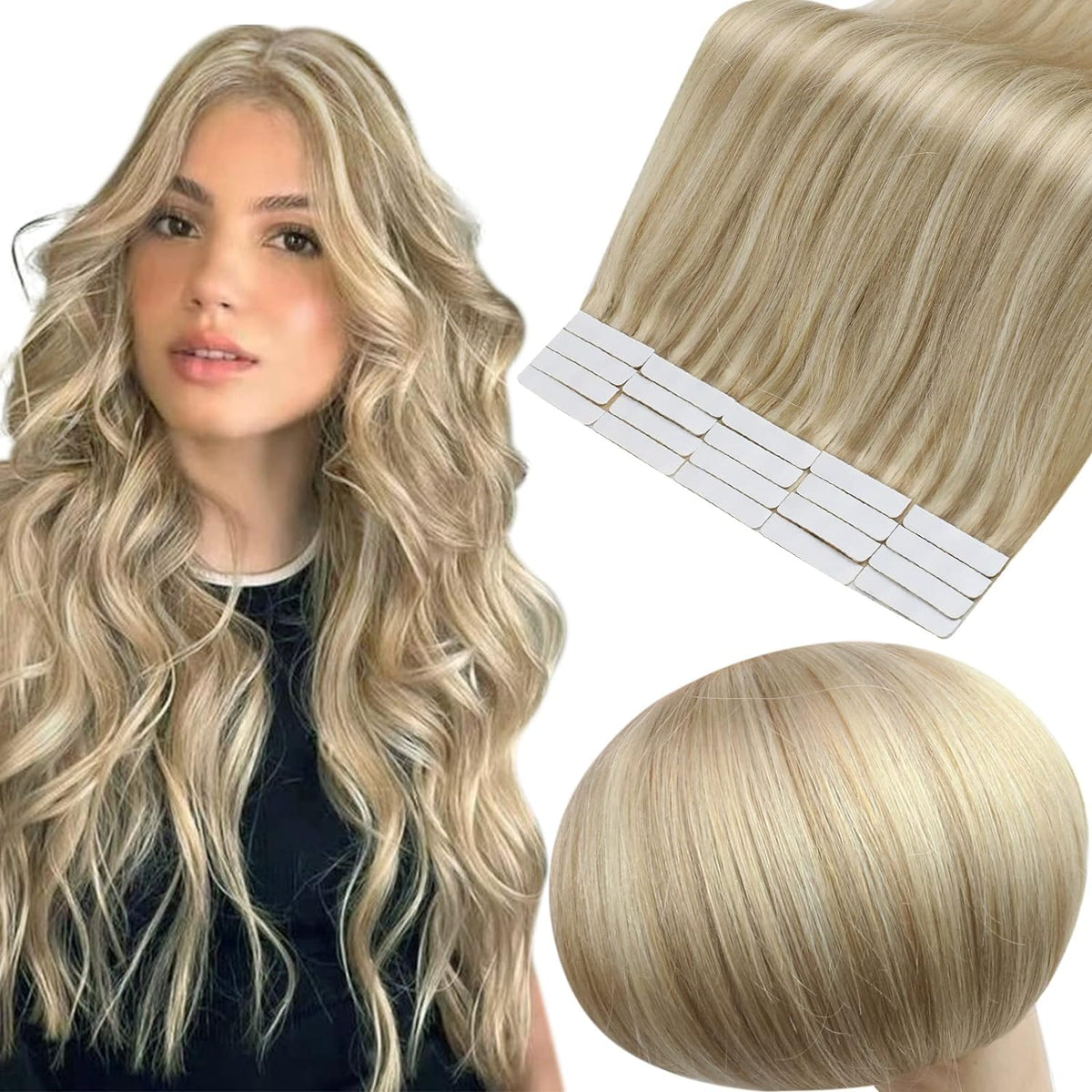 Double-Sided Tape-In Hair Extensions for Length and Volume