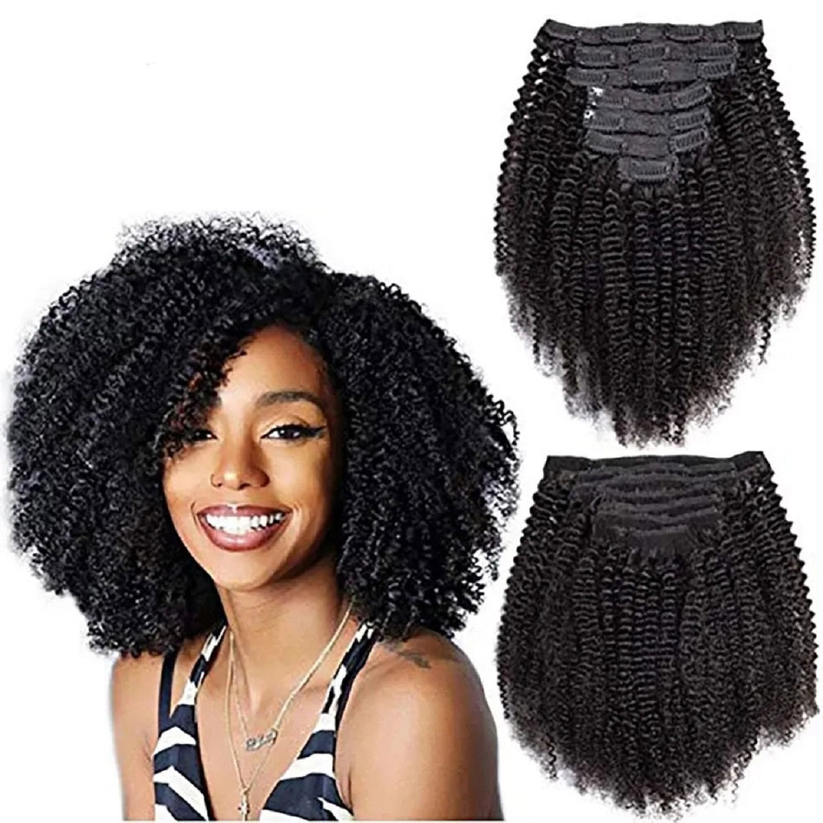 Kinky Curly Clip-In Hair Extensions for Volume and Length