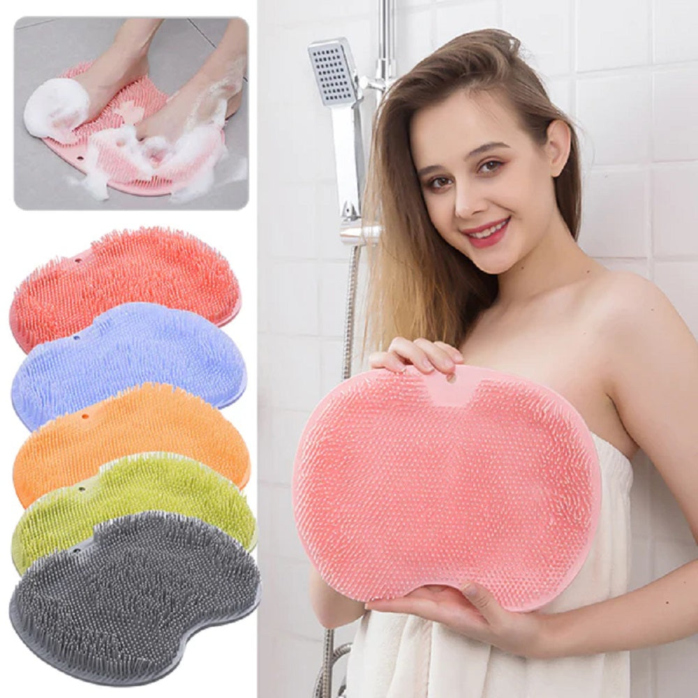 Wall-Mounted Exfoliating Back Scrubber and Foot Massage Brush