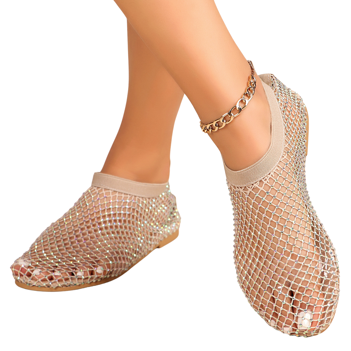 Women's Rhinestone Cutout Sandals with Cushioned Fit