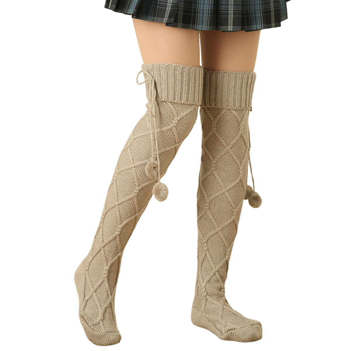 Cable Knit Knee High Socks Warm Winter Stockings