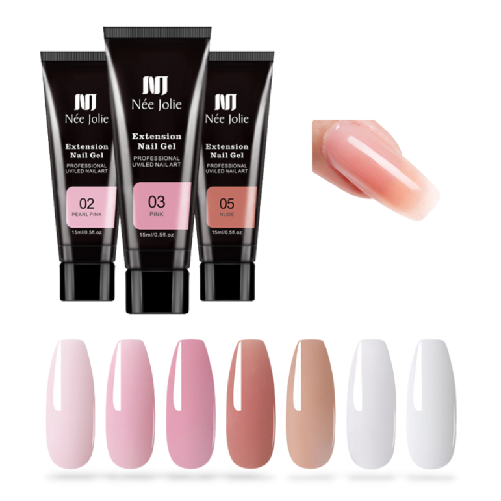 Polygel Nail Extension Kit with UV LED Lamp - Deep Nude