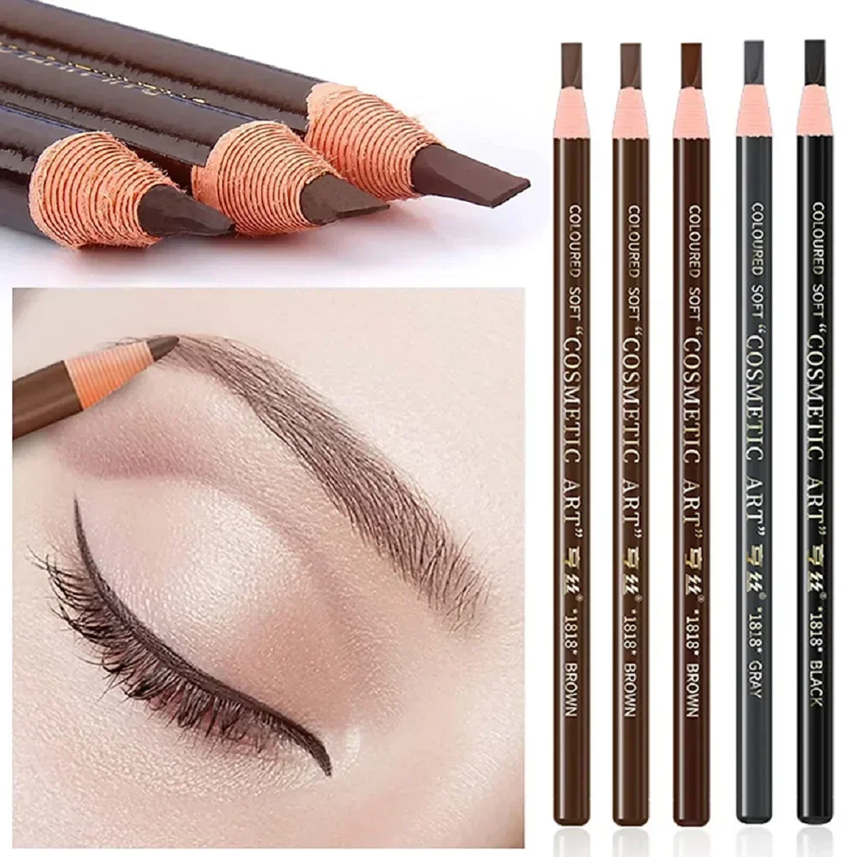 5 Pcs Waterproof Eyebrows Pencil Tattoo Makeup And Microblading Kit