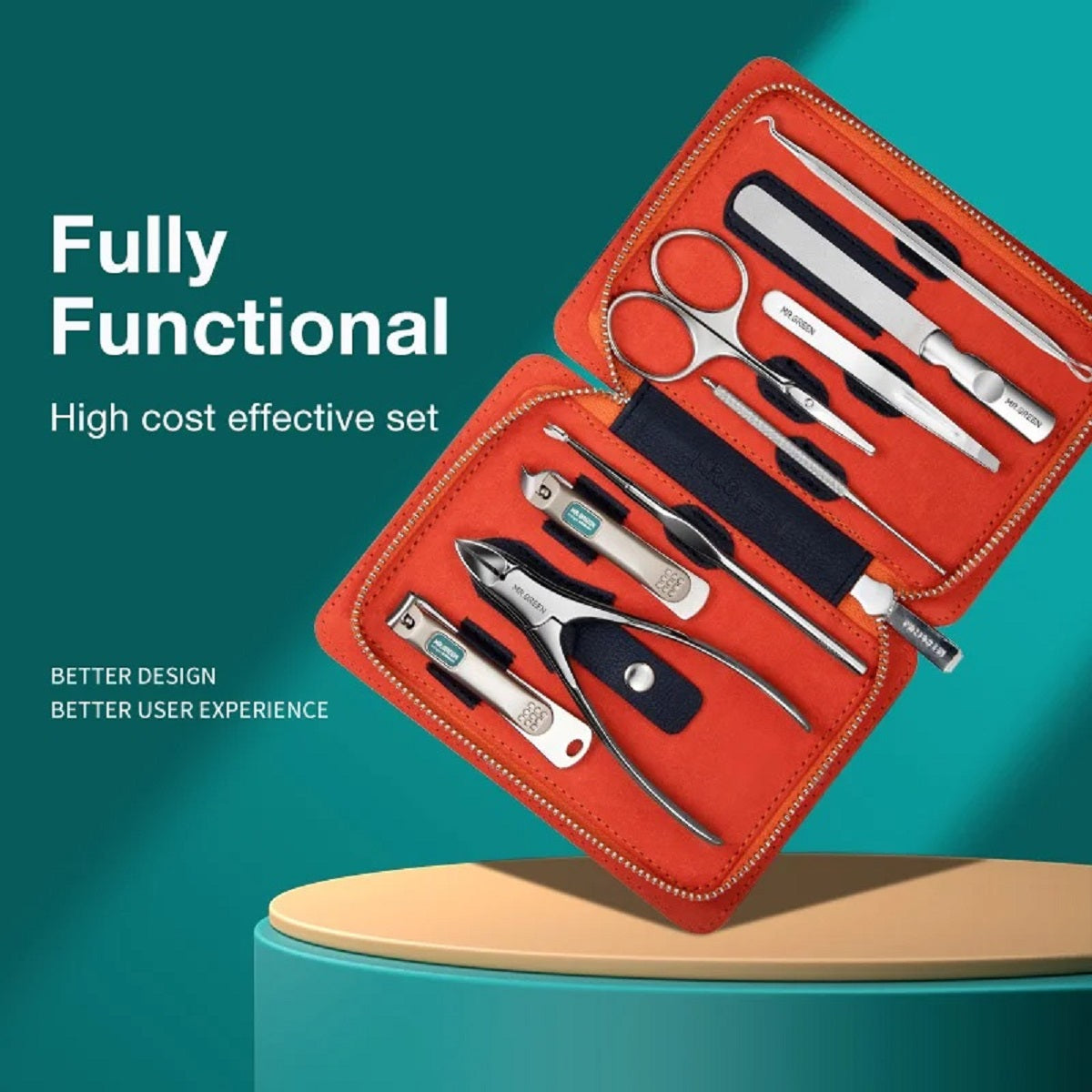 9-in-1 Manicure Set with Leather Case