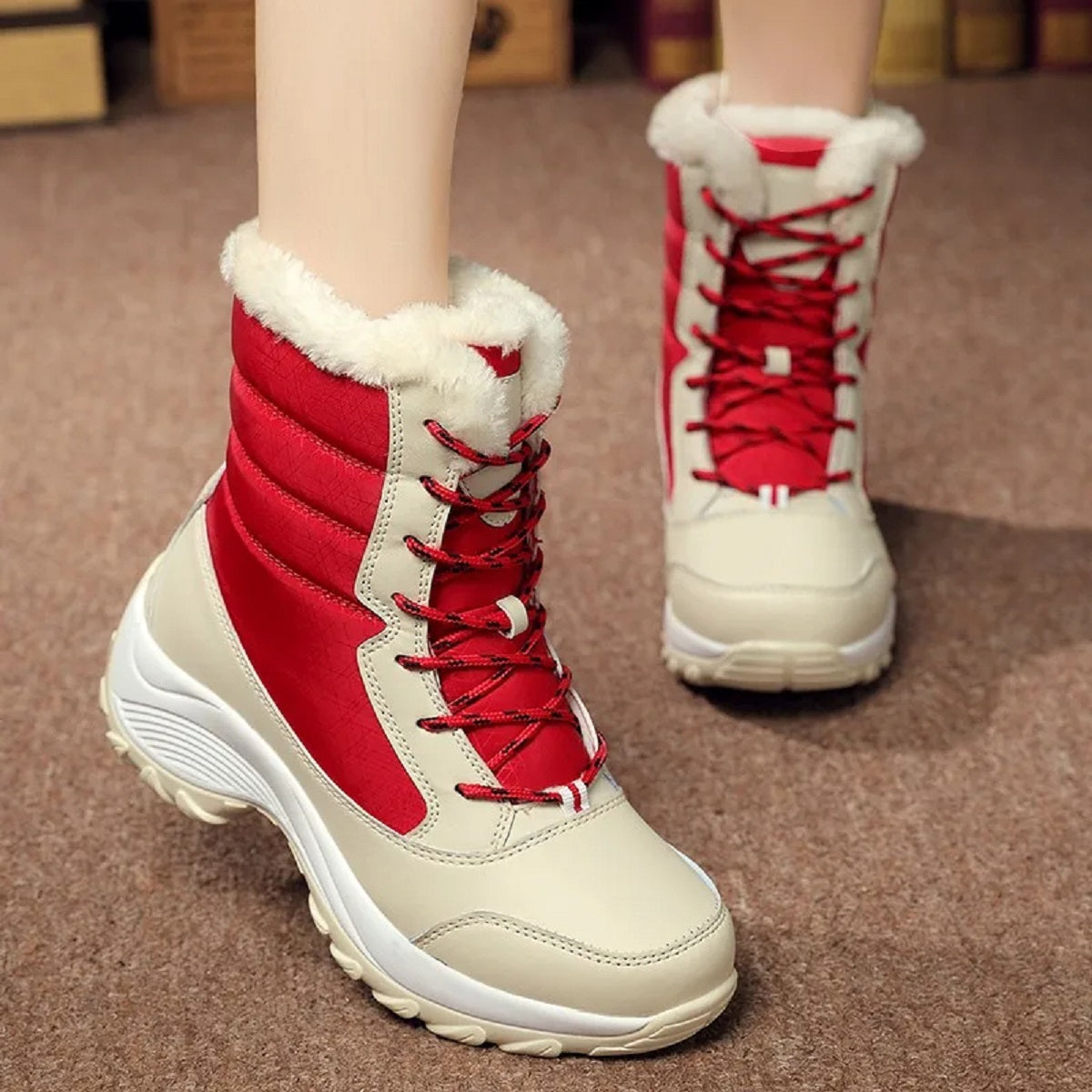 Women's Faux Fur Waterproof Winter Ankle Boots