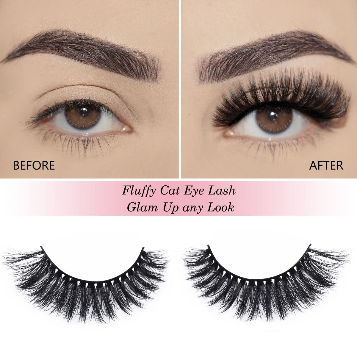 Fluffy Faux Mink False Eyelashes 18mm Natural Look