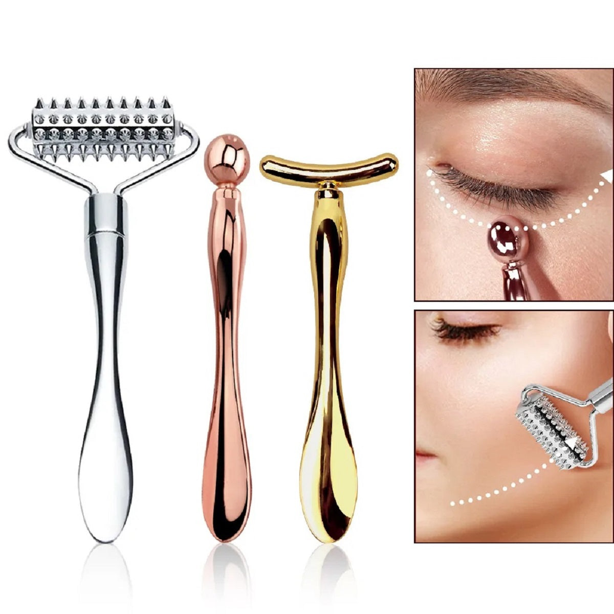 4-Piece Metal Eye and Face Roller Massage Set