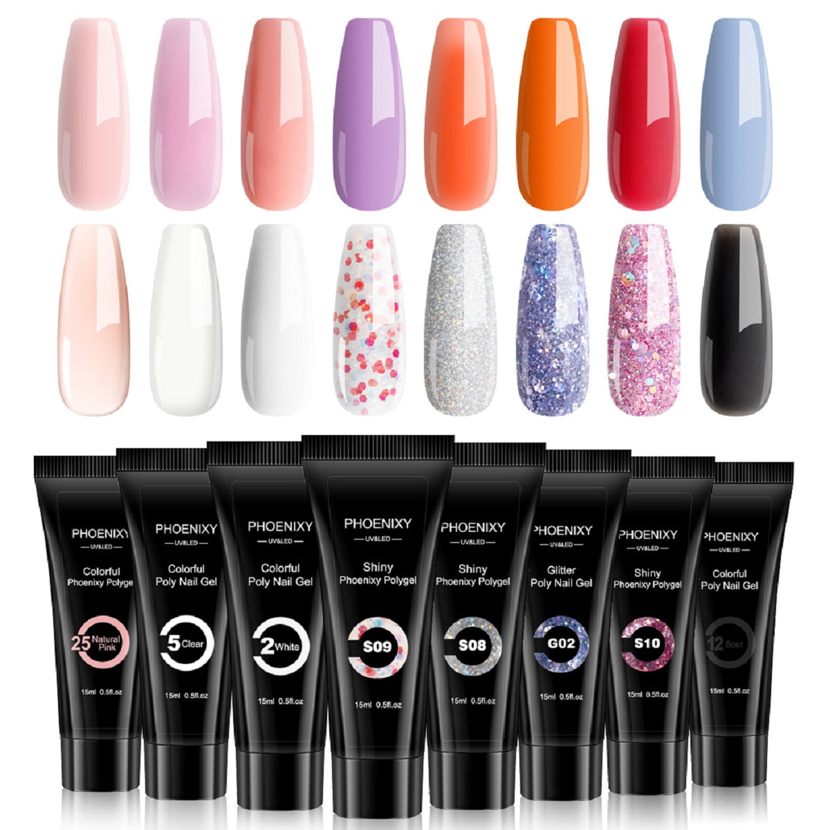 Poly Nail Gel Extension Kit with 16 Colours