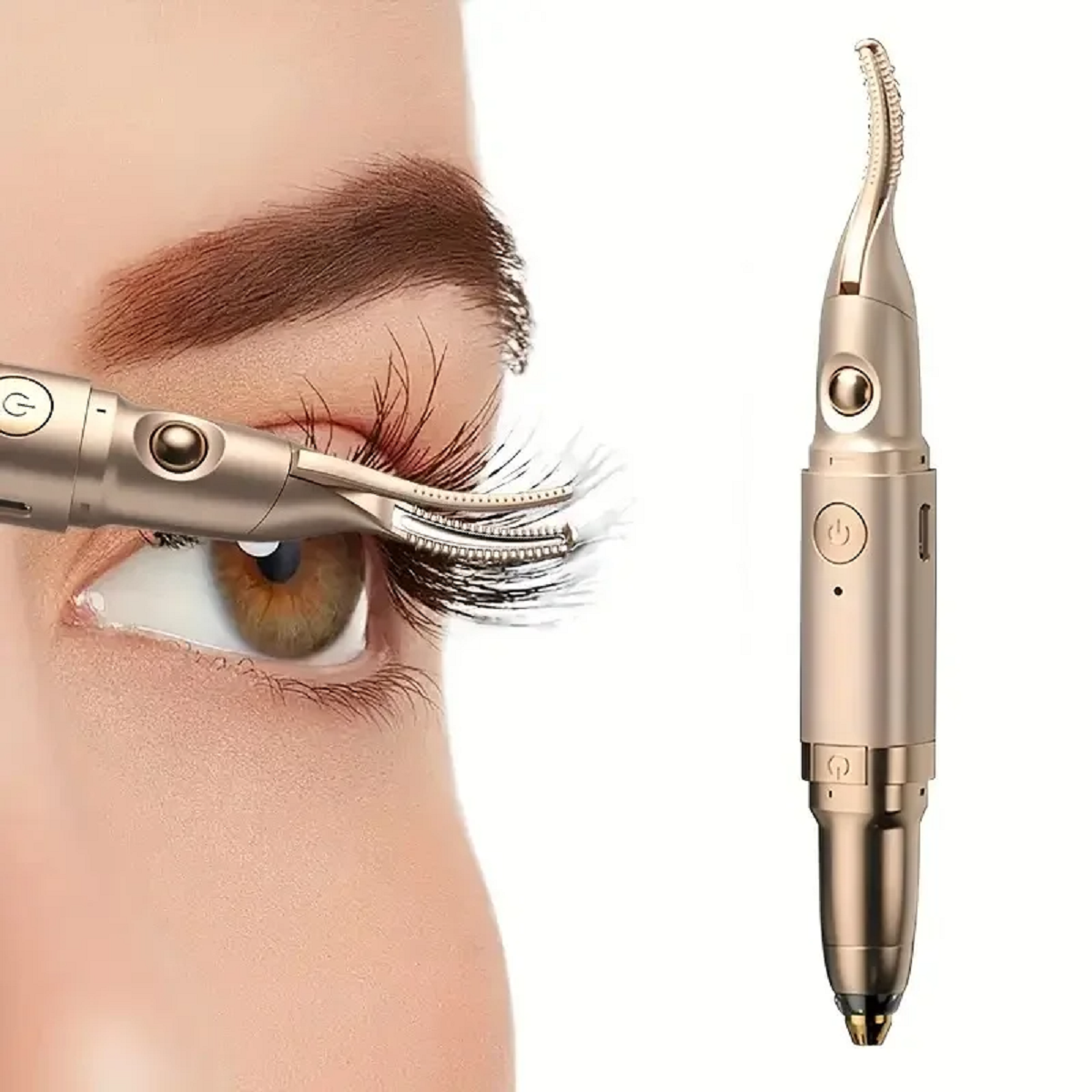 2-in-1 Electric Heated Eyelash Curler and Brow Trimmer