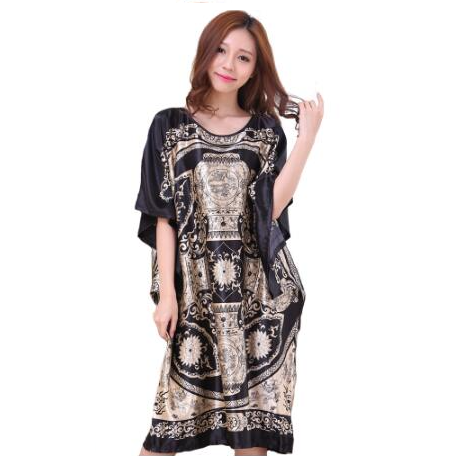 Satin robe dress nightgown novelty women's kaftan bath gown