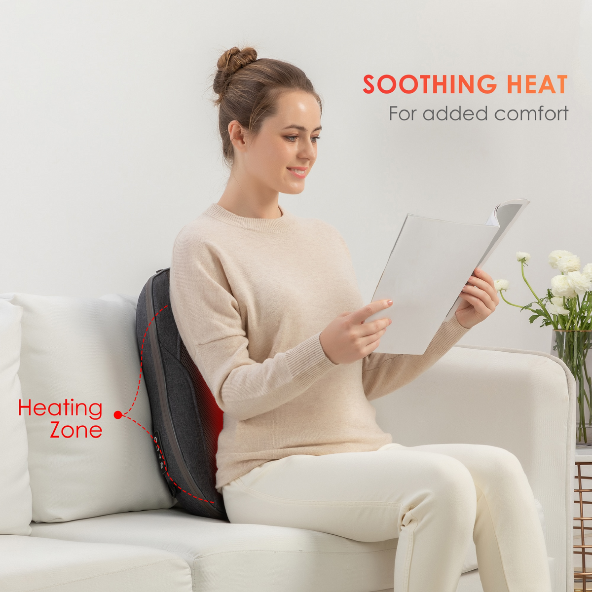 Heated Shiatsu Back Massage Cushion for Chairs