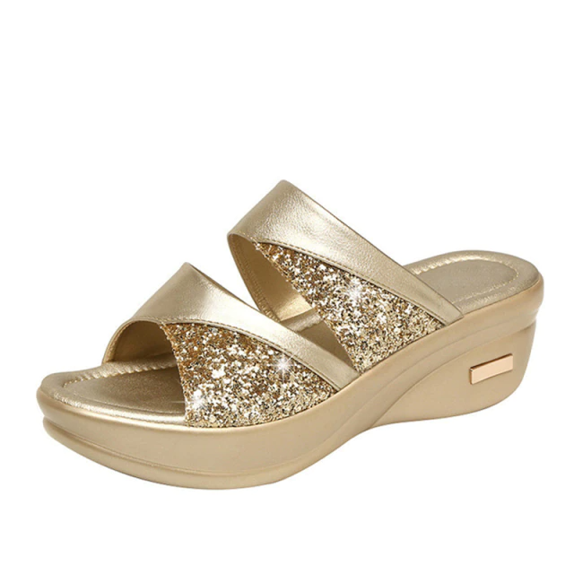 Women’s glitter PU wedges sandals