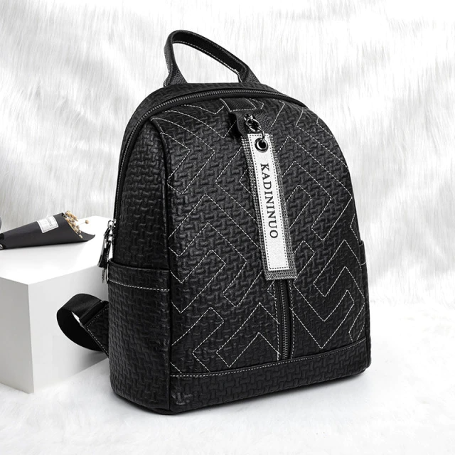 Faux-Leather Backpack With Anti-Theft Back Pocket